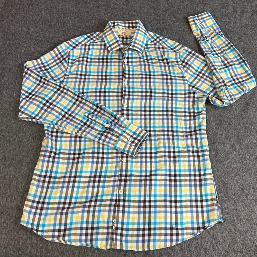 Original Penguin Heritage Slim Fit Plaid Button Down Shirt Mens 15.5 34/35 Blue